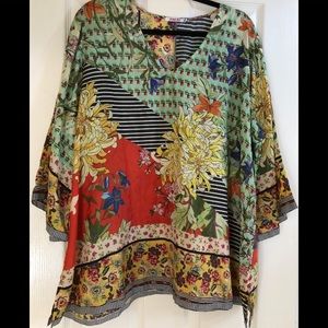 Johnny was silk blouse multi patterned blouse